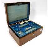 A Mid XIX Century Rosewood Work Box, with central mother of pearl panel, the interior with lift-