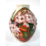 A Modern Moorcroft Pottery Vase, of ovoid form, painted in the 'Trial' Hydrangea pattern with oval