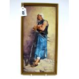 An Early XX Century Austrian Framed Porcelain Rectangular Plaque, polychrome painted with a