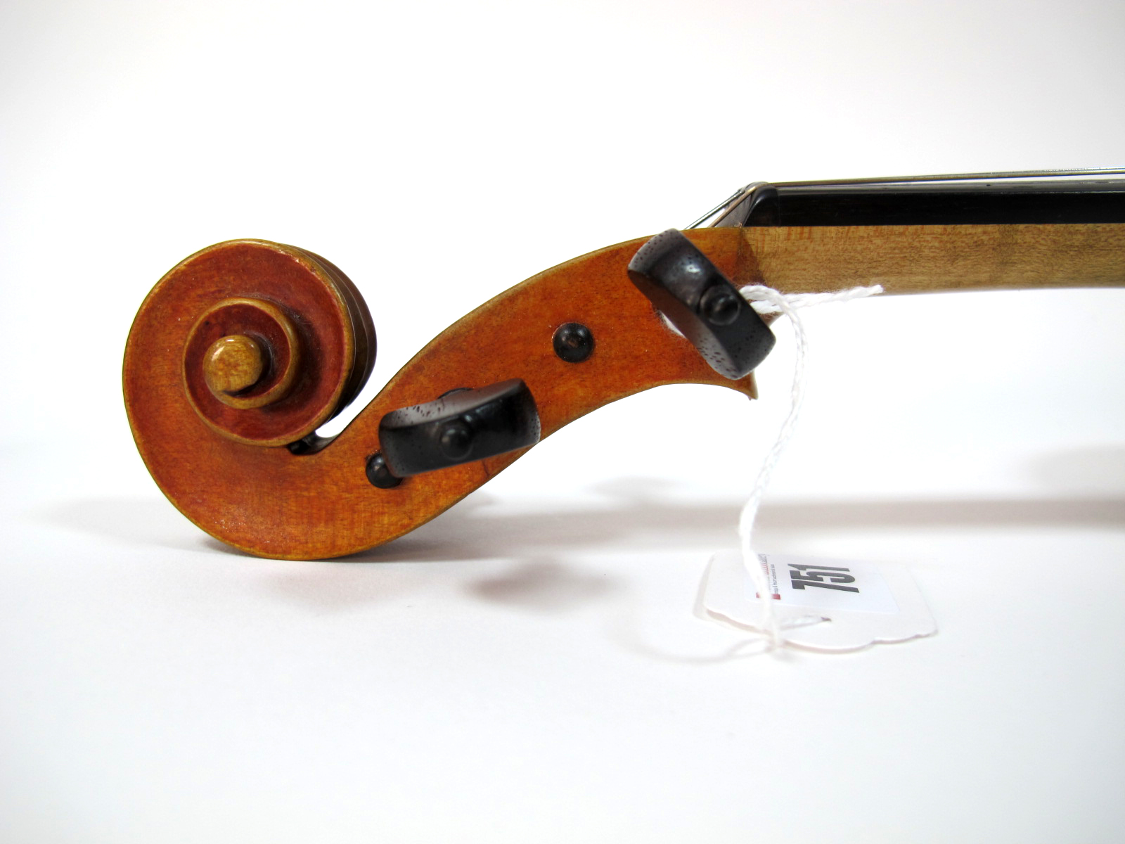 A Violin, one-piece back, length 137/8 in, inlaid purfling, ebony finger board, rosewood pegs, - Image 3 of 6