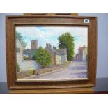 •LARRY FEATHER (British School, Late XX Century) Plague Cottages and Church, Eyam, signed lower