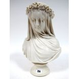 A Reproduction Sculptures Art Studio Marble Bust "The Veiled Lady", after a Copeland original