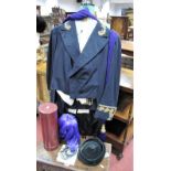 A c.1920's Spanish Civil Engineers Dress Uniform, comprising navy wool tail coat with gold metal