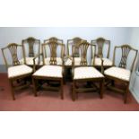 A Set of Eight Mahogany Hepplewhite Style Dining Chairs, comprising six single and two carver