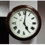 A G.P.O. Pendulum Wall Clock, in a mahogany case, the enamel dial with Roman numerals marked G.P.O.,