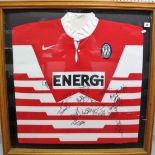 Rugby League-Wigan- Nike Player Shirt, circa 1995, bearing 'Energi' logo and many autographs in