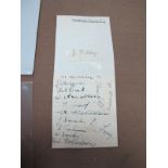 Grimsby Town 1935-6 Autographs, fourteen ink signatures including Moralee, Buck, Lumby, Long.