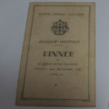 1930 Glasgow v Sheffield, Dinner Menu at St. Enoch Hotel, dated 22nd September 1930.