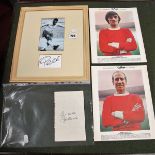 A Pele Autograph, black marker signed as part of a montage, Bobby Charlton autograph, Charlton and