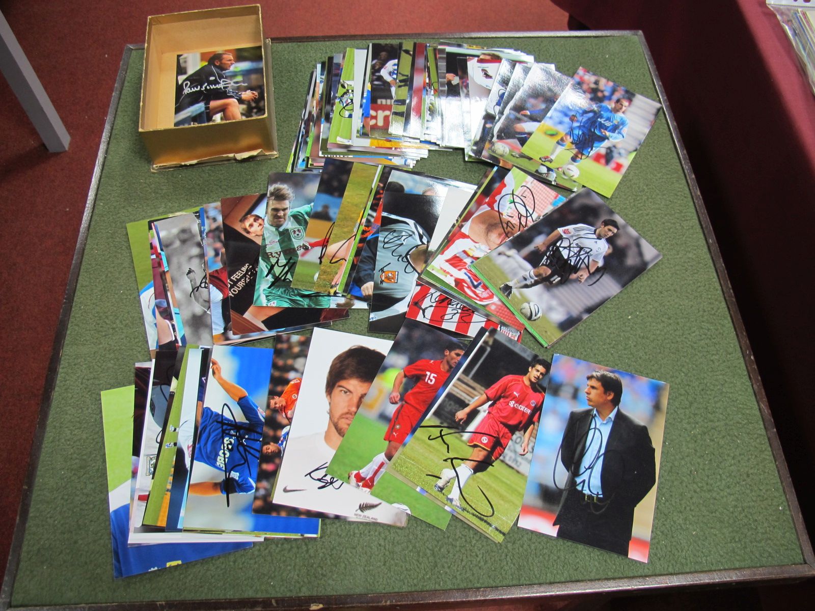 Approximately 100 Small Colour Pictures Bearing Signatures, including Coleman, Dyer, Alexander,