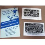 Wolves Postcard of 1953 / 54 Team group, a similar size 1950 - 51 press photo, plus 1962 programme