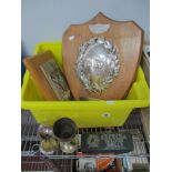 Football Trophy Early XX Century Silver Plated Presentation Plaque, depicting a period football