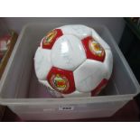 A Manchester United Multi Signed Football Circa 1992, over sixteen signatures including Robson,