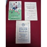 England Programmes 46-7 v. Scotland, (grubby), 48-9 v. Wales- at Aston Villa, 49-50 Schools v. Wales