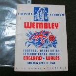 A 1940 England v. Wales Programme, at Wembley dated April 13th 1940, (tape to back page).