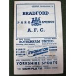 A Bradford Park Avenue 1955-6 Programme v. Rotherham United Friendly, dated January 28th (year light