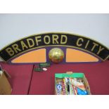 Bradford City Reproduction Train Name Plate, in painted hardboard, gilt paper lettering and ball,