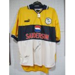 A Emerson Thome Sheffield Wednesday Yellow Dark Blue and White Puma Away Shirt, featuring