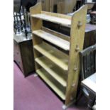 Early XX Century Light Oak Freestanding Five Tier Bookshelves, on platform base.