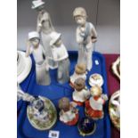 Casades Figures, Capo de Monte style figures of choir girls, etc:- One Tray