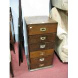 A Mahogany Narrow Six Heights Chest of Drawers, each fitted with campaign style recessed handles,