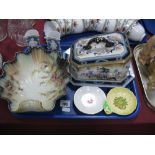 A Losol "Chartley" Cheese Dish, Carlton shell bowl, Jasper posies, etc:- One Tray