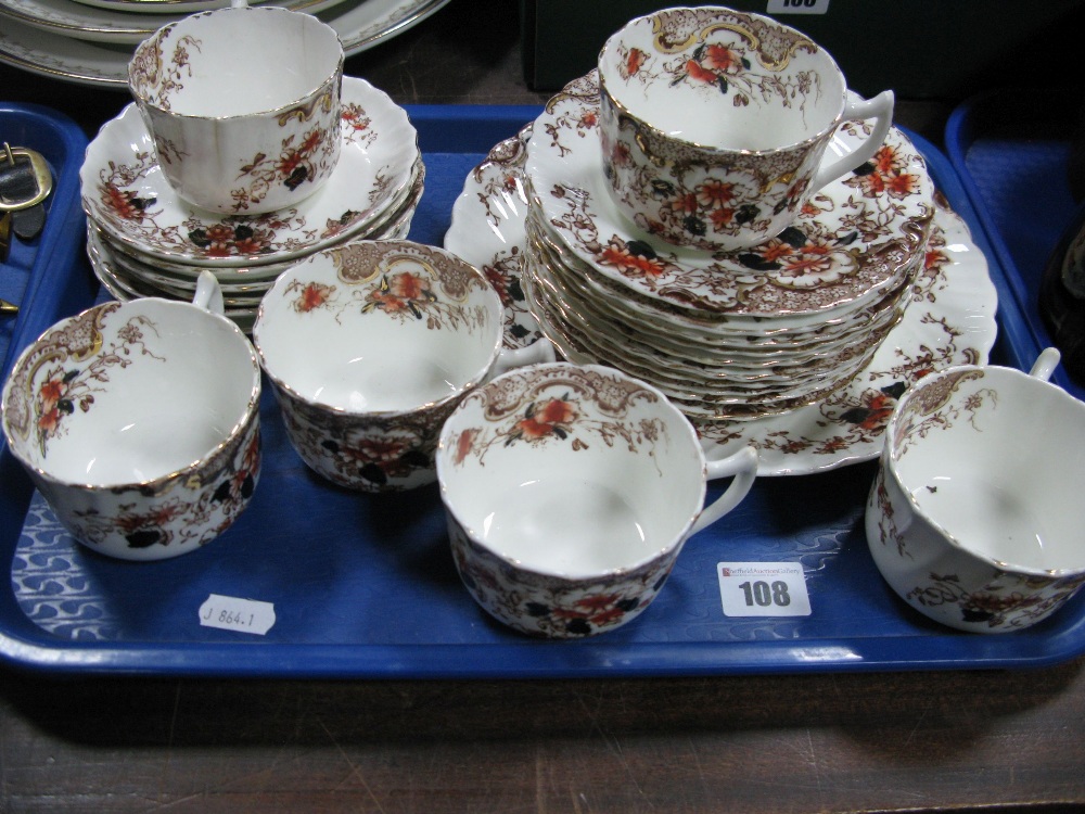 A Late XIX Century Tea Service, with floral decoration, twenty three pieces:- One Tray