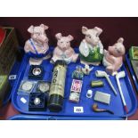 Four Wade Natwest Pigs, coins, trinket boxes, pick up sticks, scent bottle, pipes, Sheffield