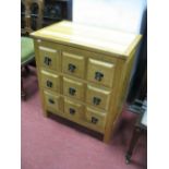 A Thompson of Kilburn Inspired Handmade Fumed Oak Multi Drawer Chest, fitted with three banks of