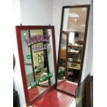 A Reproduction Advertising Mirror 'Louisiana' Belle Rye Whiskey; together with a rectangular