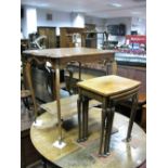 An Early XX Century Oak Occasional Table, with serpentine top and undershelf, nest of walnut