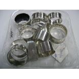 A Collection of Assorted Hallmarked Silver and Other Napkin Rings, including two pairs, engine