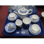 A Royal Worcester Early XX Century Blue and White Tea for Two Set, of eleven pieces.