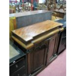 A XIX Century Mahogany Break Fronted Chiffonier Base, with a single drawer, twin panelled doors,