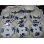 A Late XIX Century Copeland China Part Coffee Service, decorated in blue and white with floral