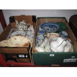 Wedgwood Plates, Portmeirion teapot, other ceramics (some damages):- Two Boxes