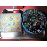 Costume Jewellery, to include rings, necklaces, earrings in tins:- One Tray