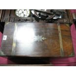 A Victorian Mahogany Campaign Style Writing Slope, with brass mounts, two secret drawers and