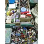 Vintage Sewing Accessories, cotton, thread, pins, etc, and a collection of vintage buttons, (box and