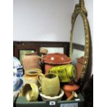 Terracotta Kitchen Storage Jars, amphora type vessel, jelly mould, butter pats, together with