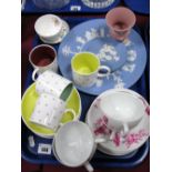 Susie Cooper Coffee Cans, saucers, Wedgwood Jasper ware plates, urn, Limoges cup, saucers, etc:- One