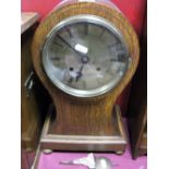 A Late XIX/Early XX Century Balloon Shaped Mantel Clock, silvered dial, Roman numerals, on gilded