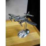 Chrome Art Deco Style Desk Paperweight, as a WWII plane.