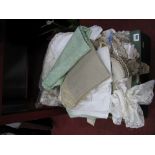 A Quantity of Linens, including crochet ware:- One Box