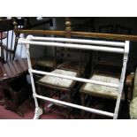 An Early XX Century Painted Towel Rail, shaped ends, and five early XX Century bedroom chairs. (6)
