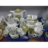A Matched Susie Cooper Coffee Service in the 'Sunflower' Pattern, twenty-three pieces; Royal Doulton