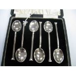 A Matched Set of Six Hallmarked Silver Coffee Spoons, in a fitted case.