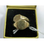Two 9ct Gold Signet Rings, (uninitialled). (2)