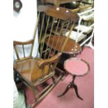 Rocking Chair, china, wine table, magazine rack. (3)
