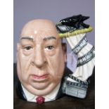 Royal Doulton Large Character Jug "Alfred Hitchcock", D6987 (white shower curtain handle).